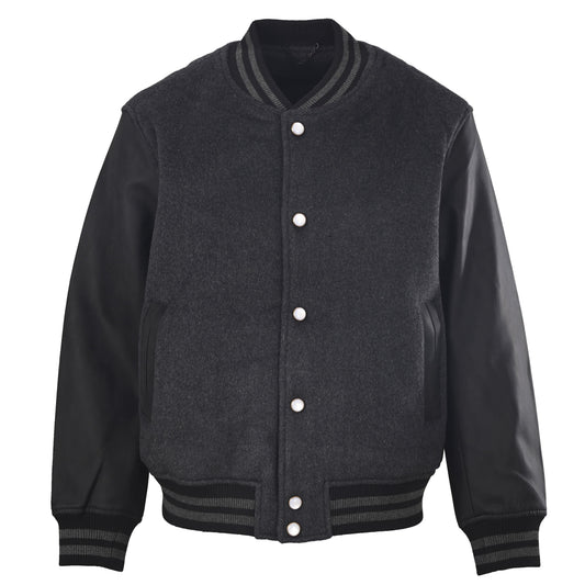 Louis Vuitton Embroidered Letter Varsity Jacket with Leather Sleeves | Cotton & Wool Designer Baseball Outerwear