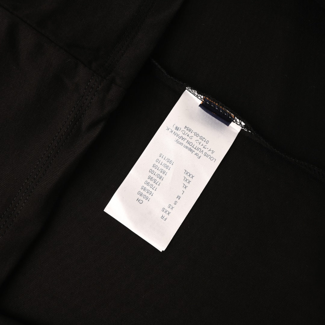 Louis Vuitton Black Lovers Embroidered Long-Sleeve T-Shirt, Unisex Cotton Crewneck with Multicolor Gradient Raised Logo and Back Neck Label