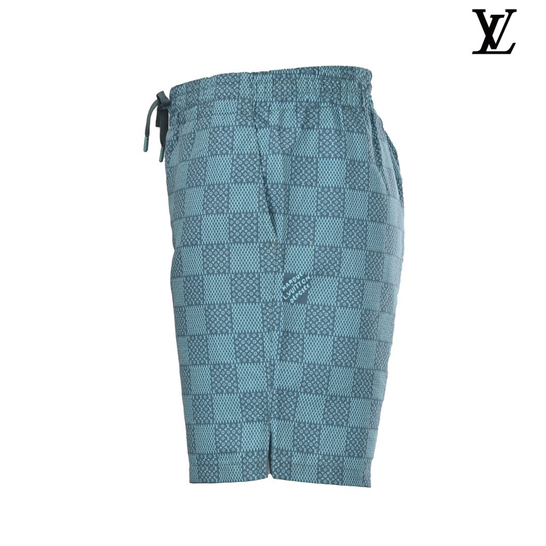 Louis Vuitton Teal Damier Check Print Swim Shorts