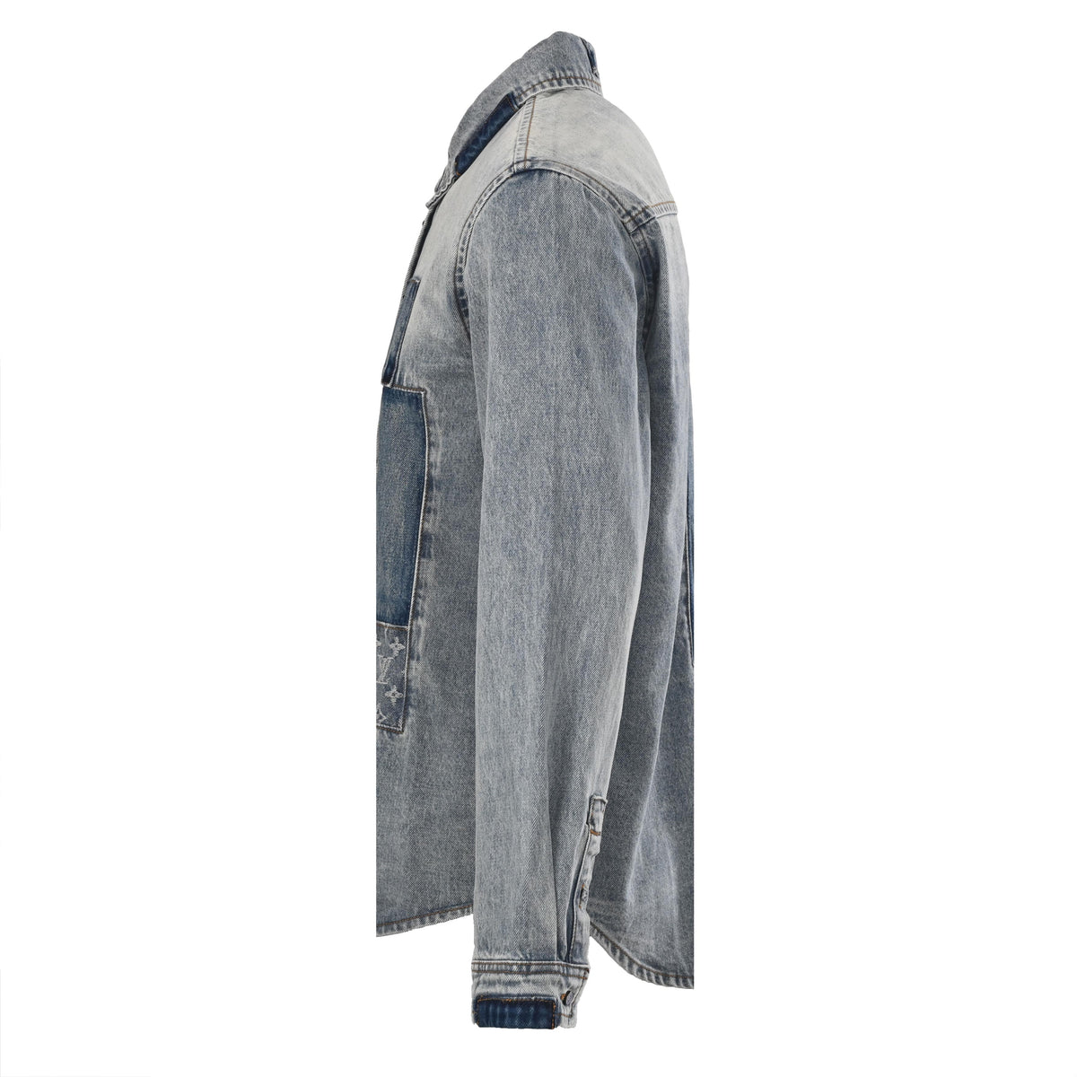 Louis Vuitton Patchwork Logo Denim Shirt Jacket | Designer Overshirt for Layered Streetwear Looks