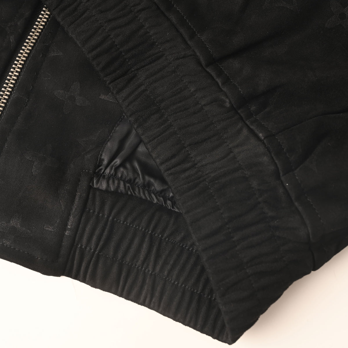 Louis Vuitton Airplane Embossed Suede Leather Jacket | Stand Collar Designer Outerwear with Aviation-Inspired Streetwear Style