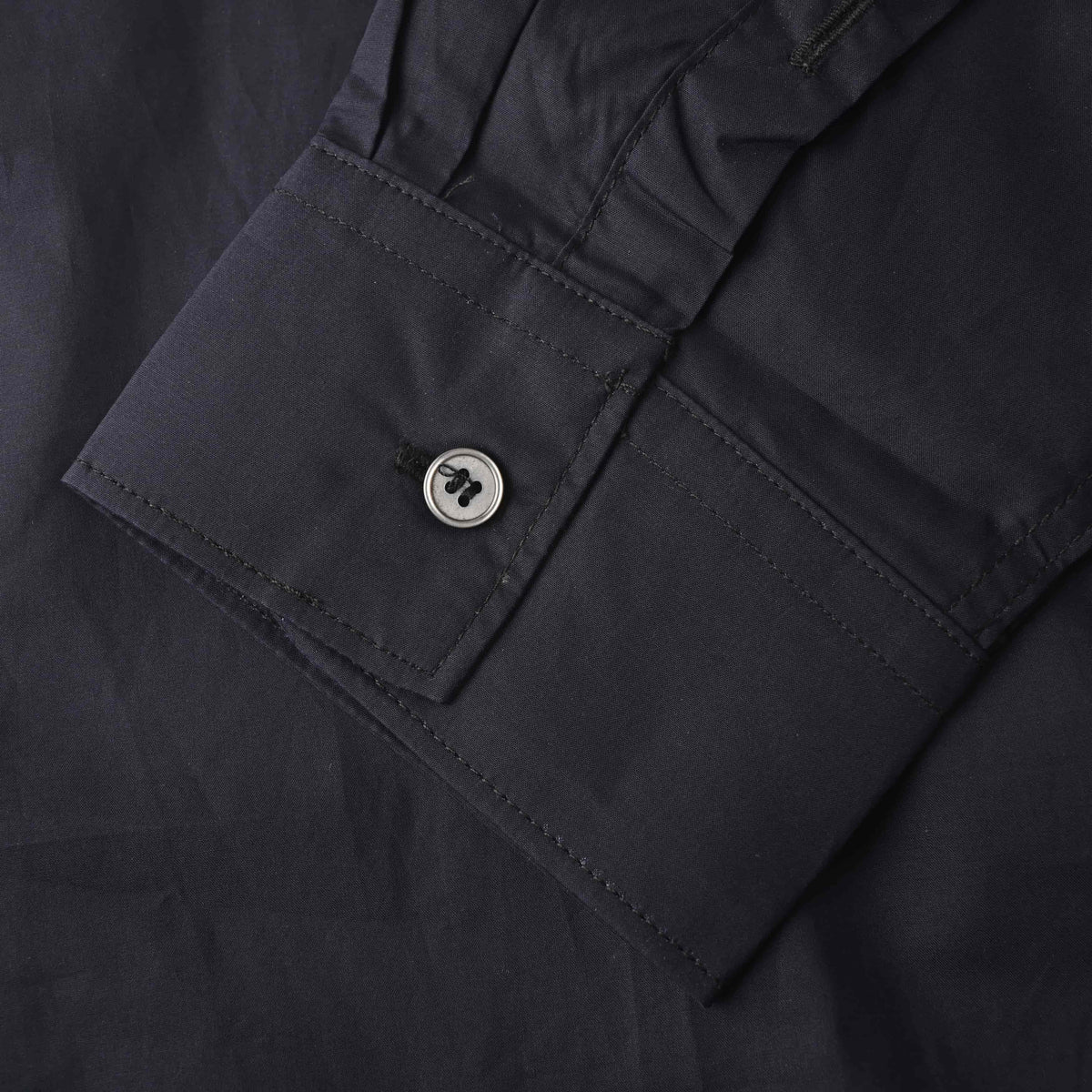 Louis Vuitton and Chrome Hearts Navy Embroidered Logo Shirt, Unisex Rayon Poplin Long-Sleeve Button-Up with Gothic Lettering and Point Collar