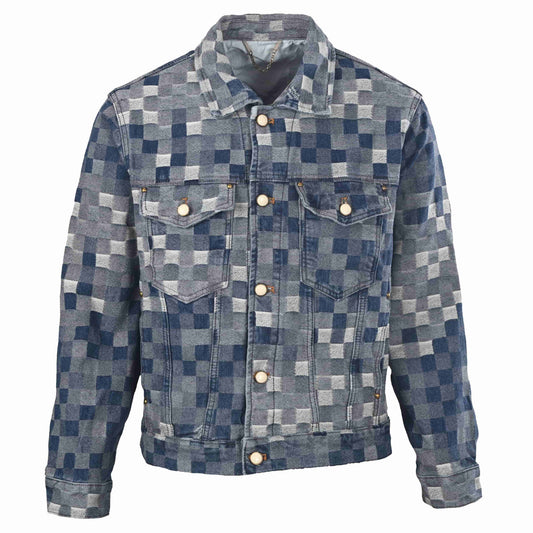 Louis Vuitton Mosaic Denim Jacket | Designer Streetwear Statement Jean Outerwear