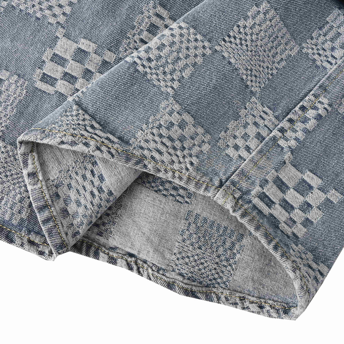 Louis Vuitton Checkerboard Short-Sleeve Denim Shirt | Luxury Streetwear
