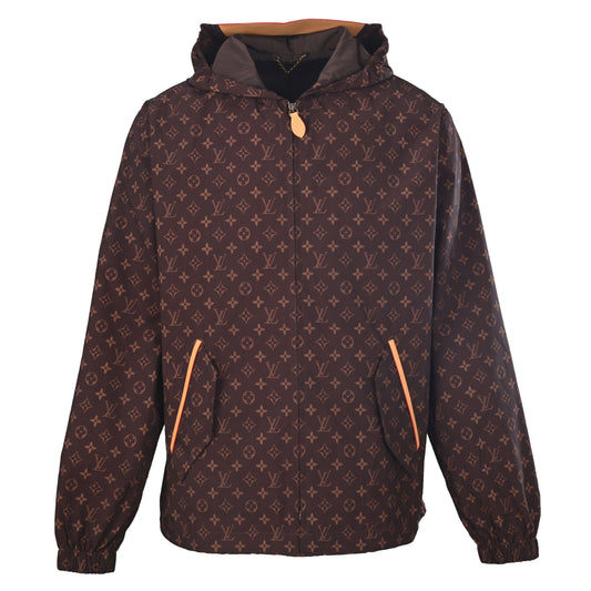 Louis Vuitton All-Over Monogram Hooded Windbreaker with Leather Trim | Technical Designer Jacket & Urban Streetwear