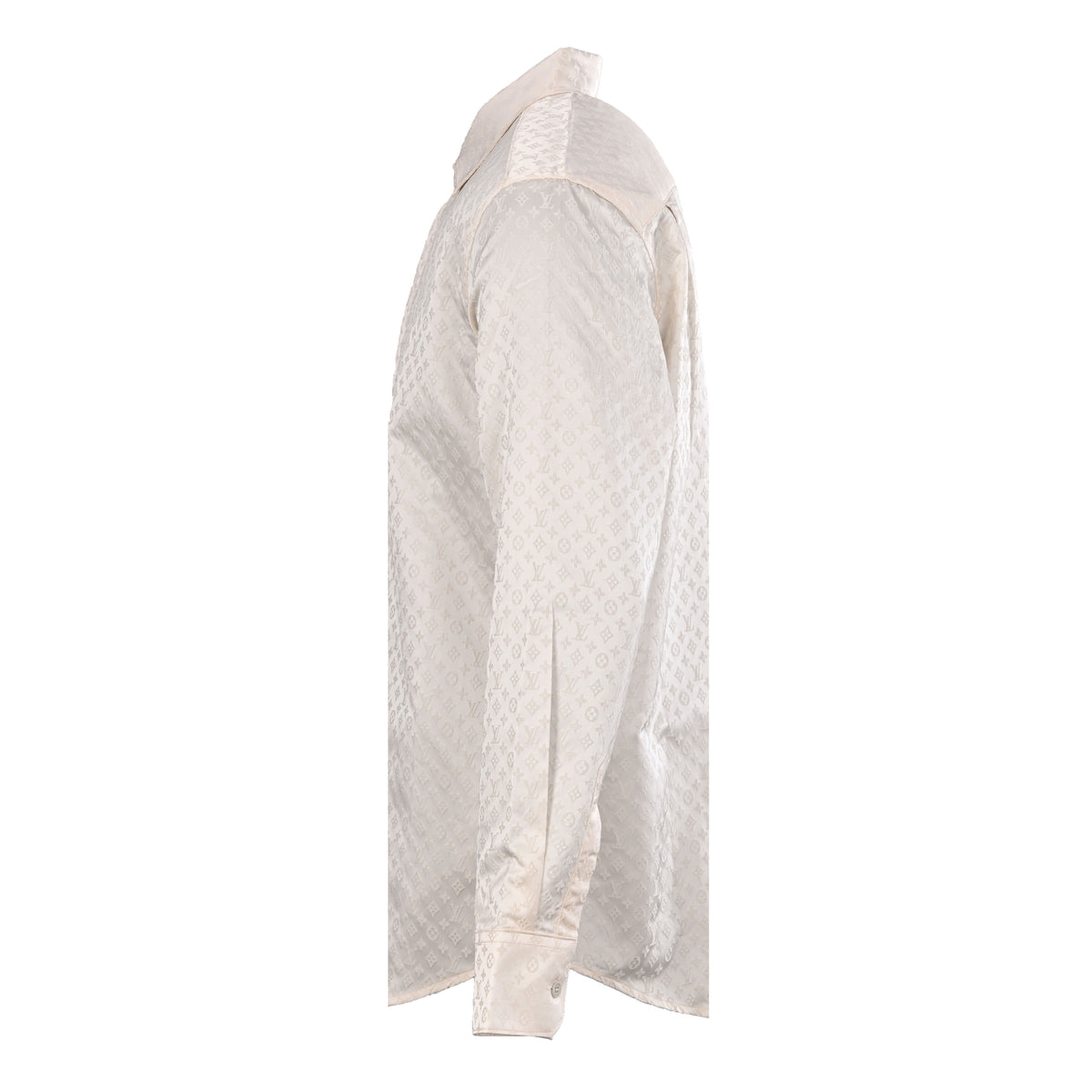 Louis Vuitton Tonal Jacquard Mulberry Silk Long-Sleeve Shirt | Luxury Designer Evening & Smart Casual Style