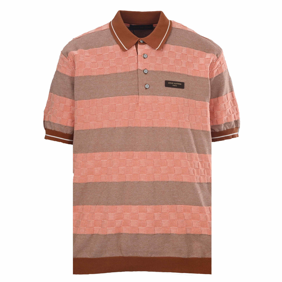 Louis Vuitton Stripe & Checkerboard Knit Polo | Designer Smart Casual