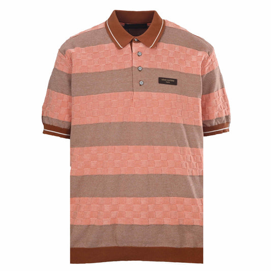 Louis Vuitton Stripe & Checkerboard Knit Polo | Designer Smart Casual