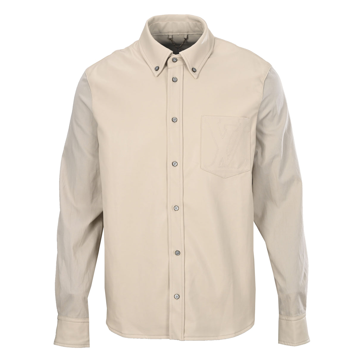 Louis Vuitton Logo Embroidered Single-Breasted Leather Jacket with Pockets | Luxury Designer Smart Casual Outerwear