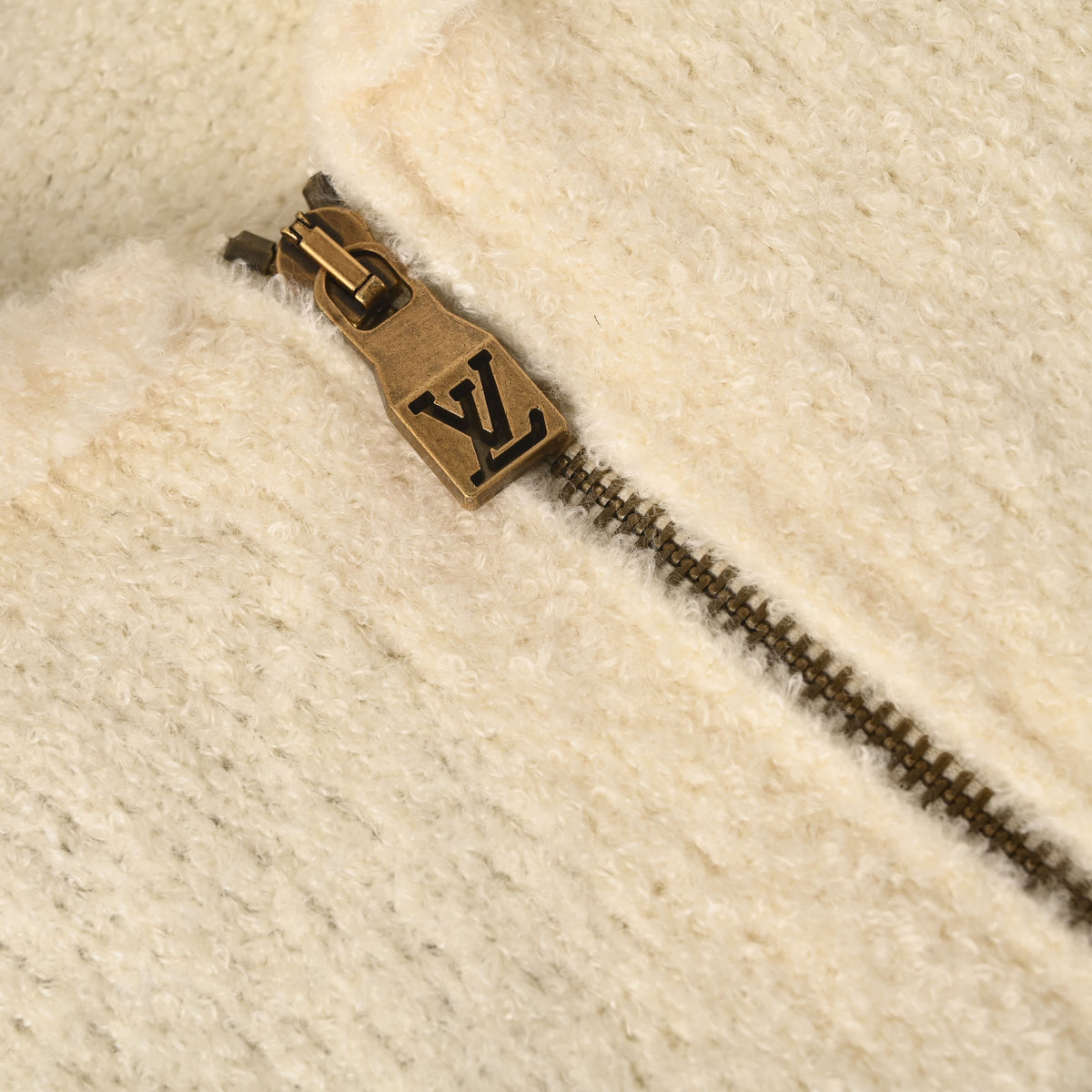 Louis Vuitton Script-Embroidered Wool Cardigan | Full-Zip Stand-Collar Sweater Jacket for Designer Casual Style