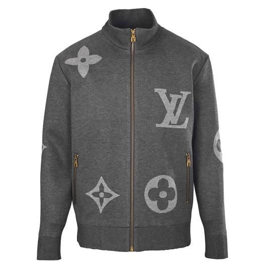 Louis Vuitton Statement Logo Knit Jacket - Stand-Collar Jacquard Designer Outerwear for Everyday Casual Styling