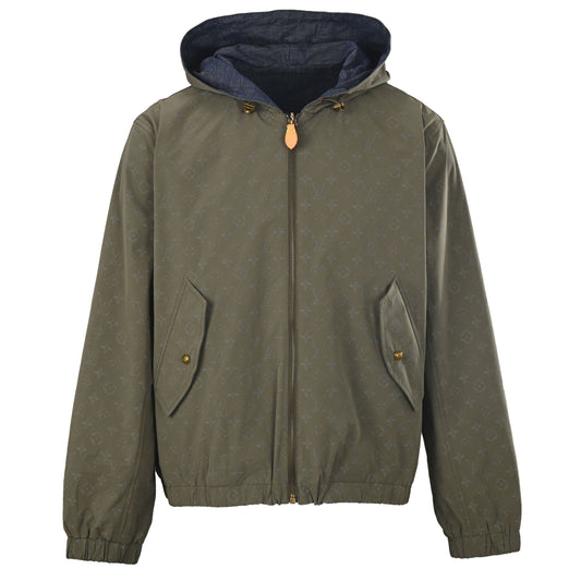 Louis Vuitton Reversible Monogram Hooded Windbreaker with Reflective Logo | Designer Streetwear Jacket