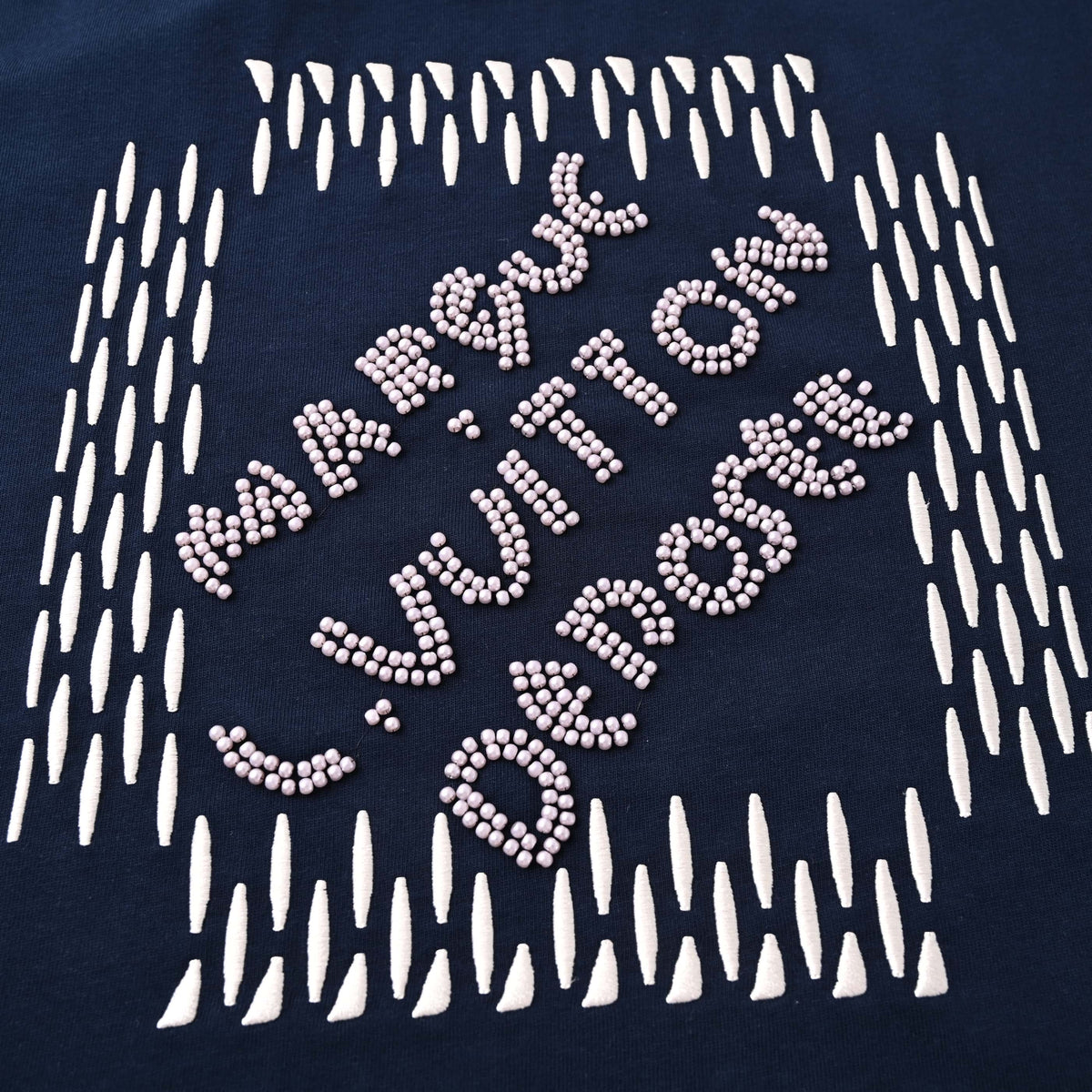 Louis Vuitton Beaded Three-Color Embroidered Tee | Handcrafted Designer Casual