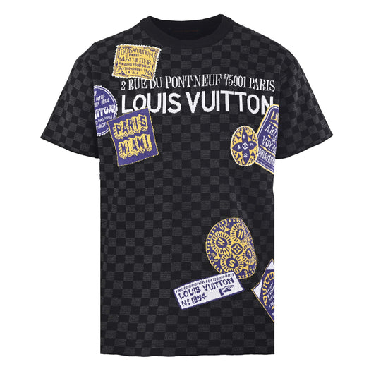 Louis Vuitton Luggage Tag Checkerboard Knit Tee | Luxury Resort Style