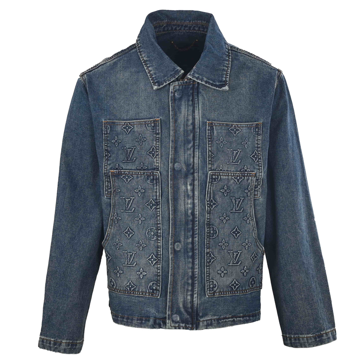 Louis Vuitton Embossed Denim Jacket | Textured Designer Jean Jacket for Casual Streetwear