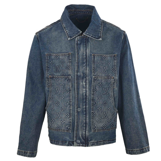 Louis Vuitton Embossed Denim Jacket | Textured Designer Jean Jacket for Casual Streetwear