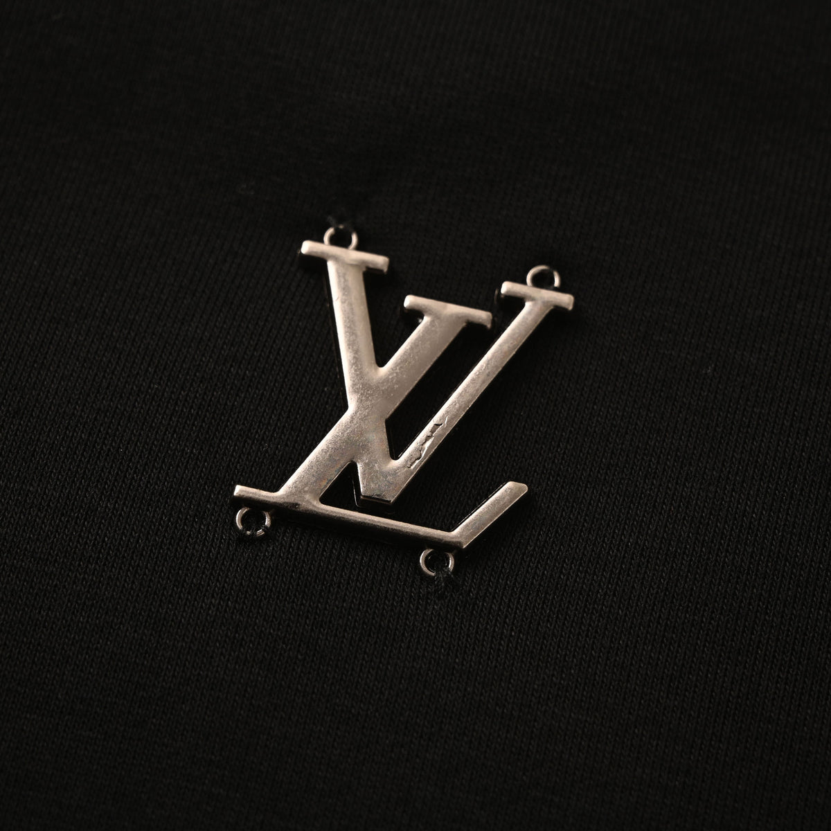 Louis Vuitton Black Metal Logo Zip-Up Hoodie with Pearl-Accented Drawstrings, Heavyweight Relaxed-Fit Hooded Jacket for Designer Streetwear