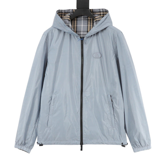 Burberry Grey-Green Check Reversible Hooded Jacket