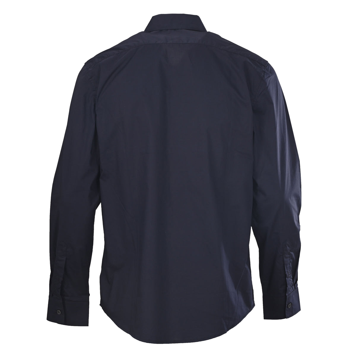 Louis Vuitton and Chrome Hearts Navy Embroidered Logo Shirt, Unisex Rayon Poplin Long-Sleeve Button-Up with Gothic Lettering and Point Collar