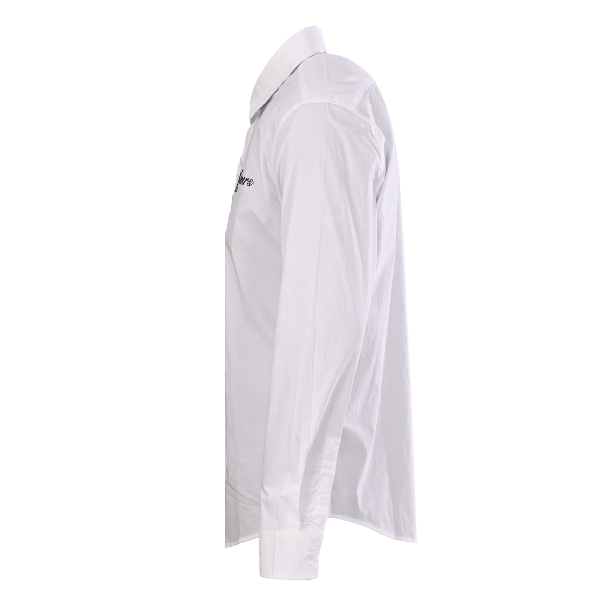 Louis Vuitton White Lovers Logo Shirt in Smooth Rayon Poplin, Unisex Long-Sleeve Button-Up with Concealed Placket and Point Collar
