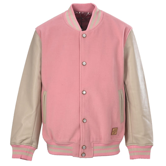 Louis Vuitton Monogram-Lined Varsity Jacket with Statement Back Lettering | Designer Baseball Streetwear Style