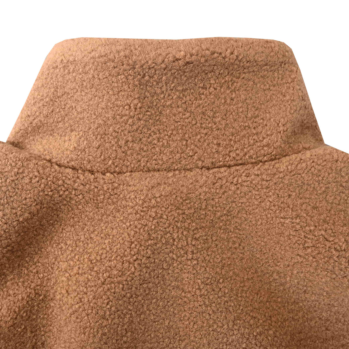 Louis Vuitton Camel Brown Teddy Fleece Jacket with Monogram Jacquard Trim, Full-Zip Stand Collar and Leather Logo Chest Patch