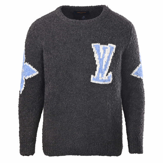 Louis Vuitton Bouclé Wool Jacquard Crewneck Sweater - Chunky Knit Designer Layering Style