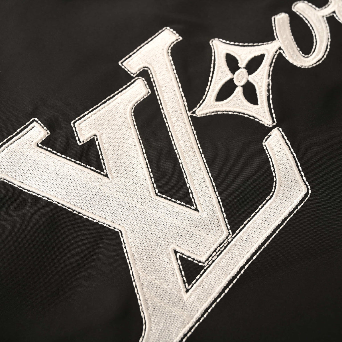 Louis Vuitton Embroidered Letter Varsity Jacket - Contrast Logo Snap-Front Designer Collegiate Streetwear