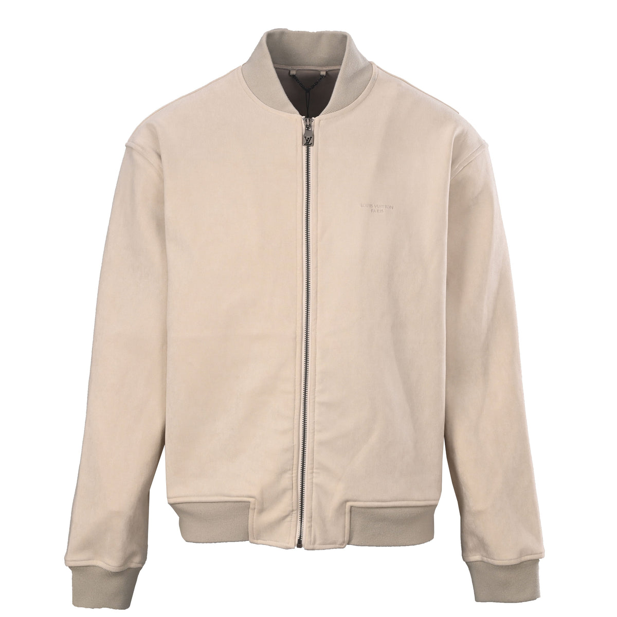 Louis Vuitton Letter Embroidered Suede-Effect Bomber Jacket | Designer Streetwear Outerwear