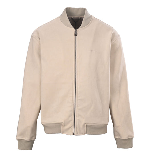 Louis Vuitton Letter Embroidered Suede-Effect Bomber Jacket | Designer Streetwear Outerwear