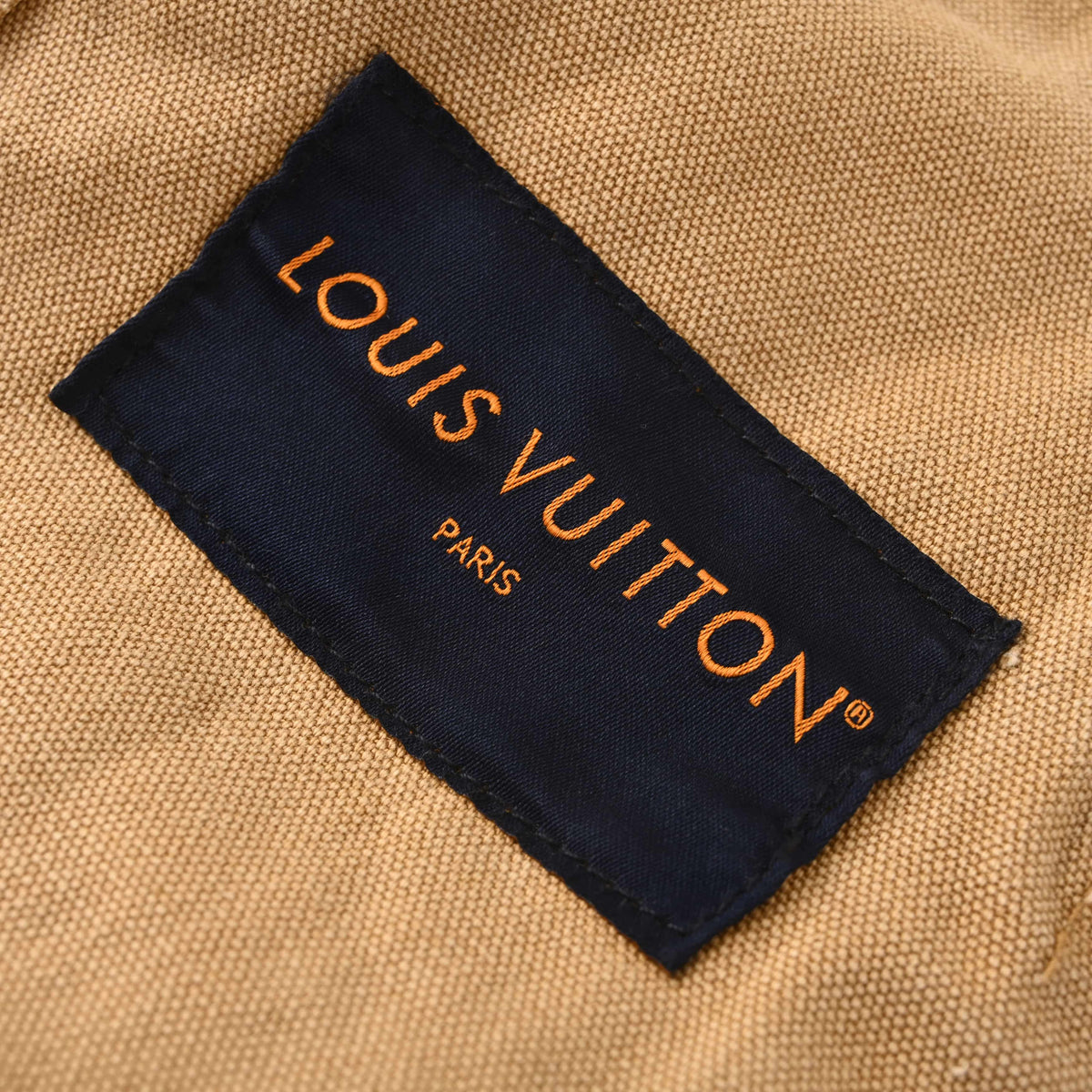 Louis Vuitton Khaki Paint-Splatter Denim Trucker Jacket, Graffiti-Inspired Designer Outerwear with Vintage Workwear Style
