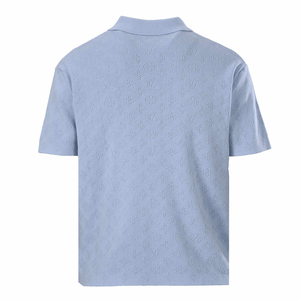 Louis Vuitton Light Blue Monogram Mesh Polo Shirt | Designer Resort Knit