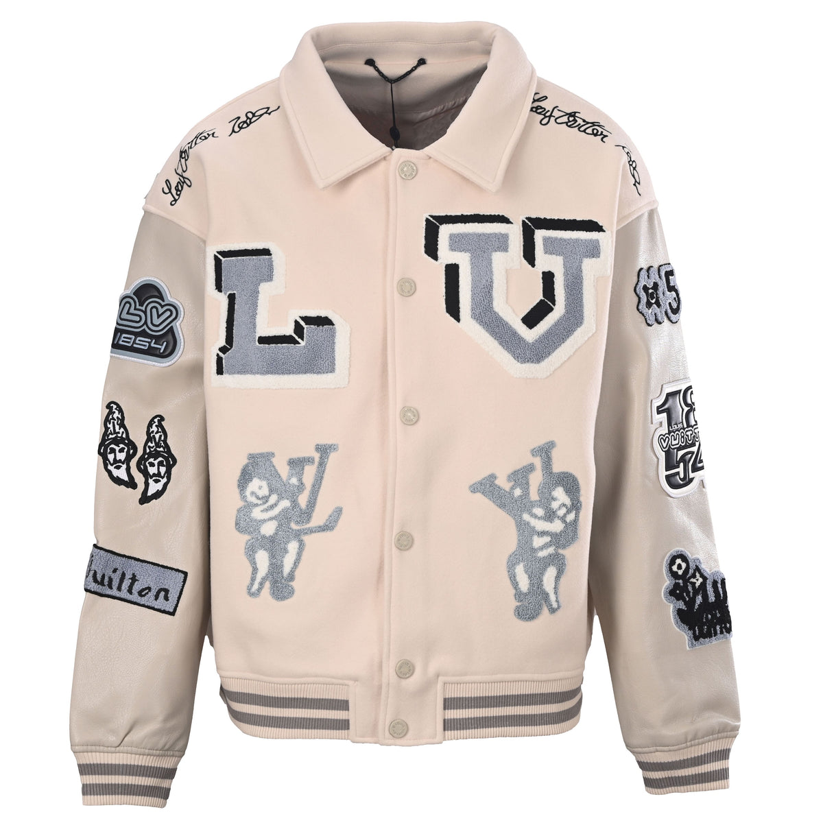 Louis Vuitton Bugs Bunny Baseball Jacket with Terry-Embroidered Lettering | Designer Varsity Outerwear for Playful Streetwear