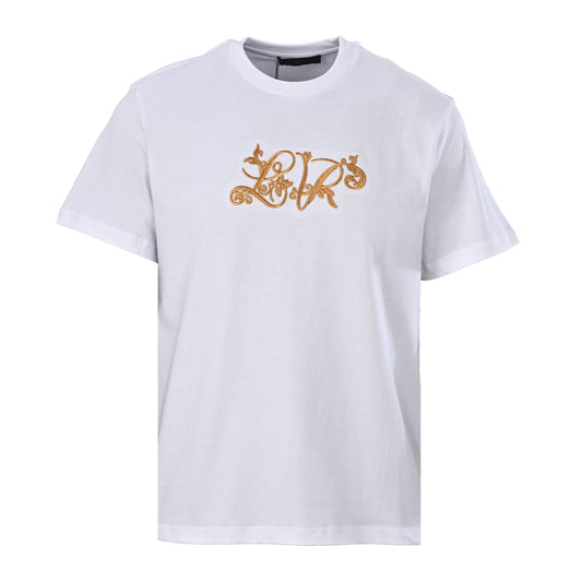 Louis Vuitton White Gold Floral Embroidered T-Shirt | Luxury Statement Tee