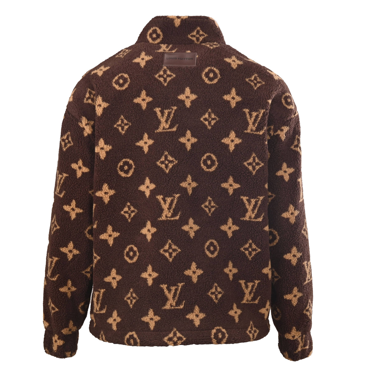 Louis Vuitton Dark Brown Monogram Teddy Fleece Jacket - Stand-Collar Zip-Up Designer Casual Outerwear
