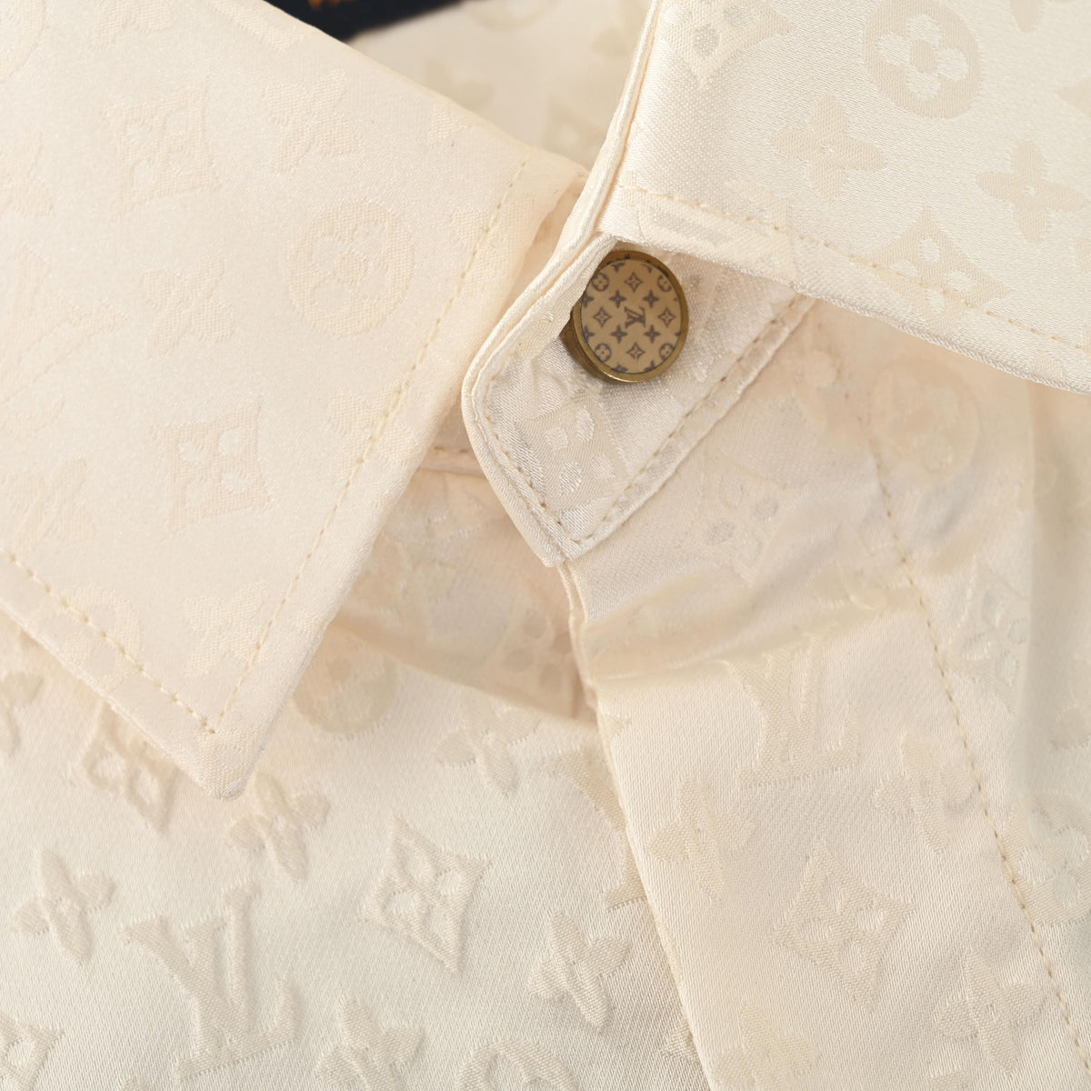 Louis Vuitton Tonal Jacquard Mulberry Silk Long-Sleeve Shirt | Luxury Designer Evening & Smart Casual Style