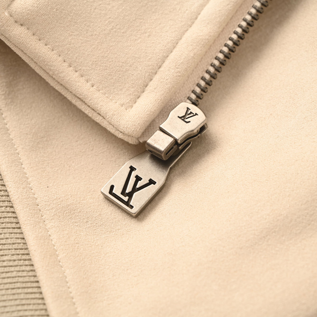 Louis Vuitton Letter Embroidered Suede-Effect Bomber Jacket | Designer Streetwear Outerwear