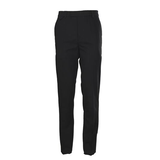 Louis Vuitton Black Tonal Monogram Jacquard Dress Trousers, Wool Satin Tailored Suit Pants with Slim Straight-Leg Silhouette and Hand-Finished Hems