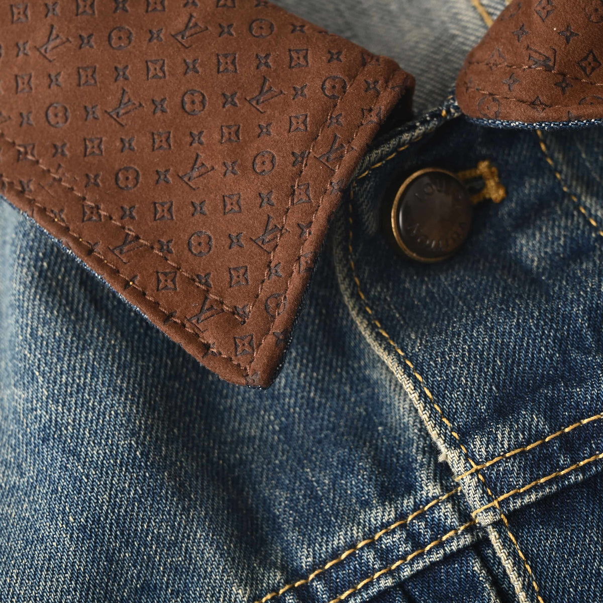 Louis Vuitton Leather-Trim Denim Jacket | Luxury Designer Jean Outerwear for Casual Layering & Statement Streetwear