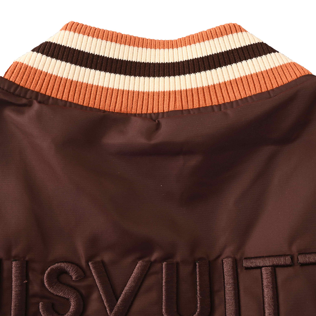 Louis Vuitton Beaded Letter Varsity Jacket | Padded Baseball Outerwear with Designer Statement Streetwear Style