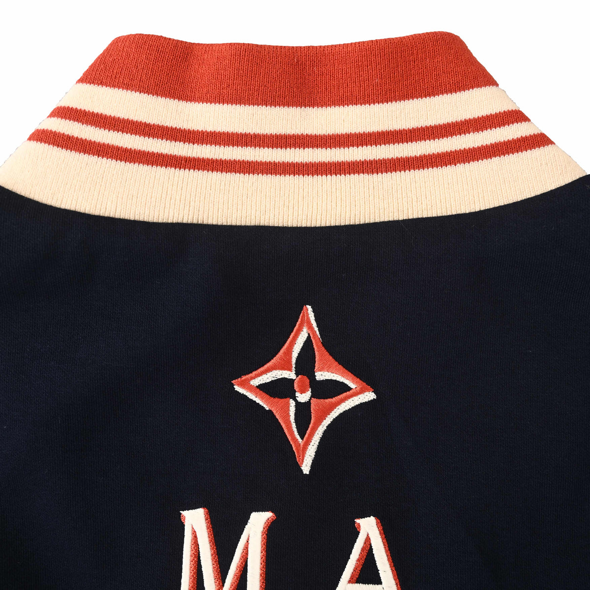 Louis Vuitton Overlapping Letter Embroidered Baseball Jacket | Luxury Designer Varsity Streetwear