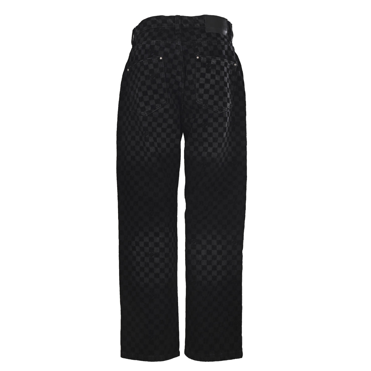 Louis Vuitton Mosaic Flocked Checkerboard Panel Jeans | Designer Statement Denim Pants for Streetwear Styling