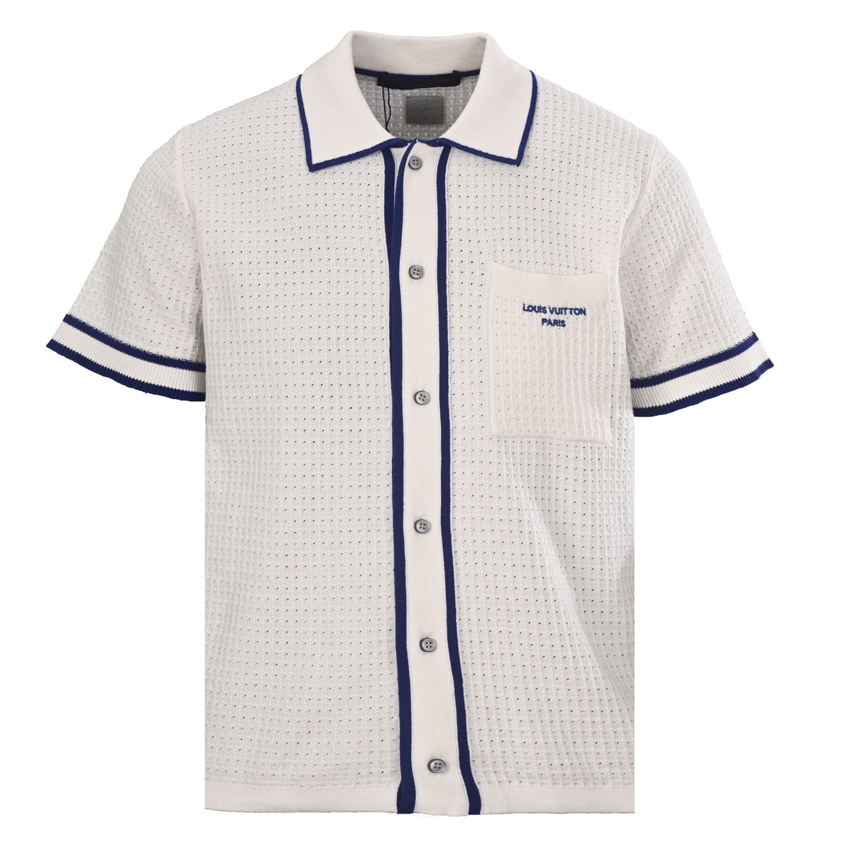 Louis Vuitton Waffle-Texture Embroidered Short-Sleeve Shirt | Luxury Designer Resort & Smart Casual Style