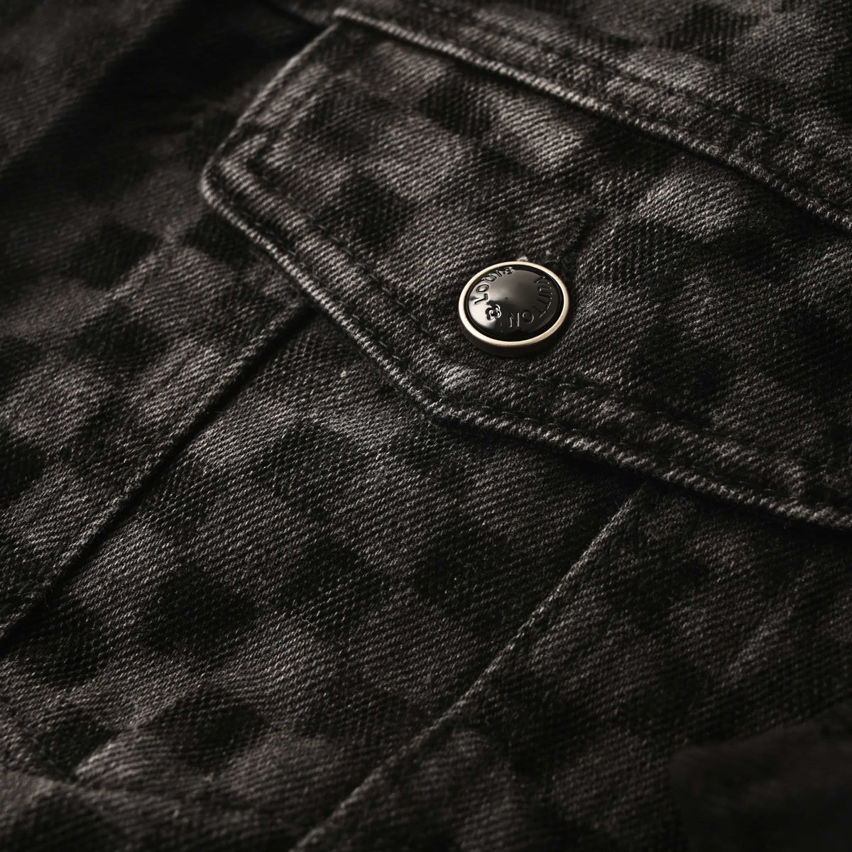 Louis Vuitton Flocked Checkerboard Denim Jacket with Mosaic Panel Detailing | Designer Statement Streetwear