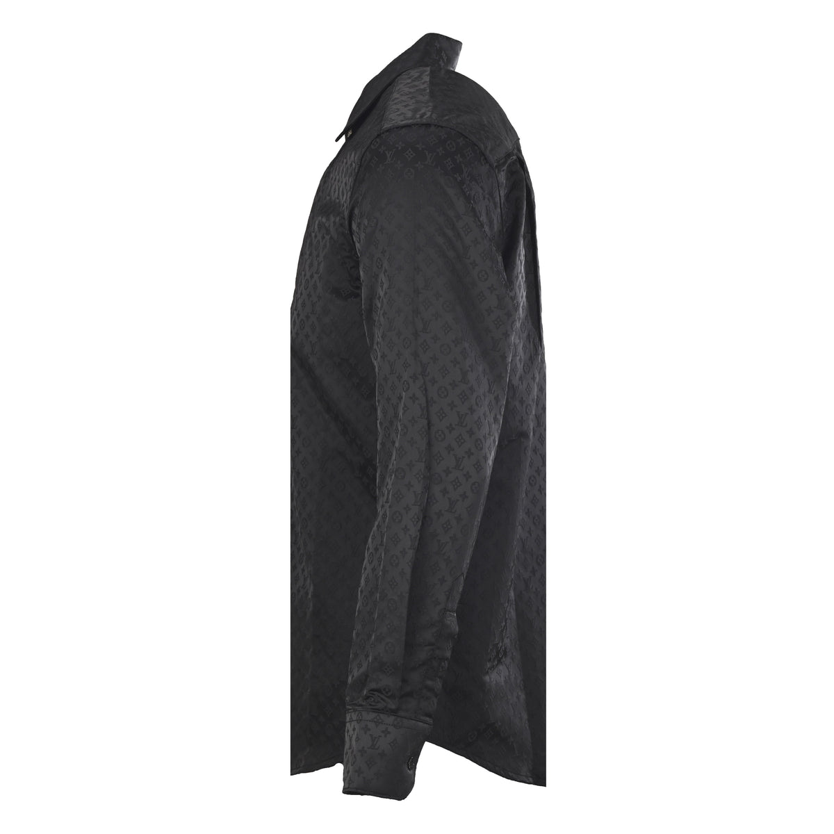 Louis Vuitton Subtle Jacquard Long-Sleeve Mulberry Silk Shirt | Designer Luxury Evening & Smart Casualwear