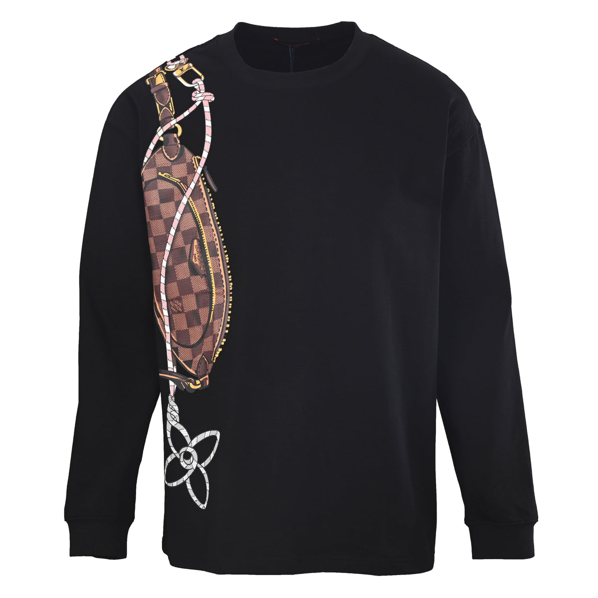 Louis Vuitton Chest Bag Graphic Long Sleeve T-Shirt – Relaxed Drop-Shoulder Designer Streetwear