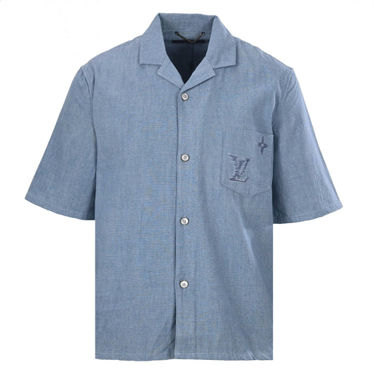 Louis Vuitton Embroidered Chambray Shirt | Designer Short-Sleeve Casual
