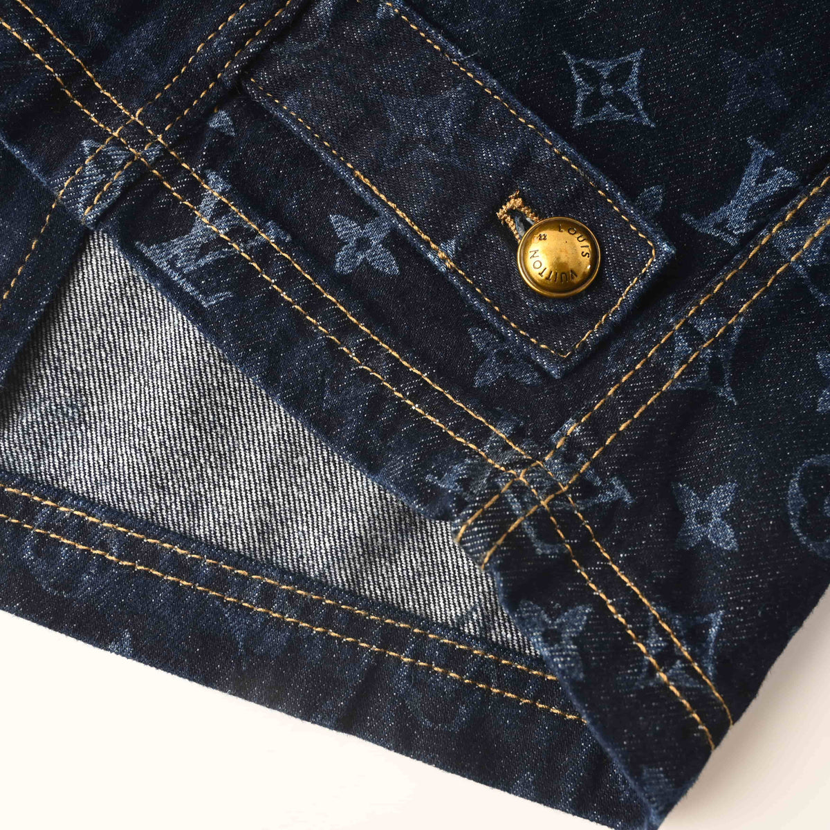 Louis Vuitton All-Over Monogram Denim Workwear Jacket | Designer Utility-Inspired Outerwear for Statement Streetwear