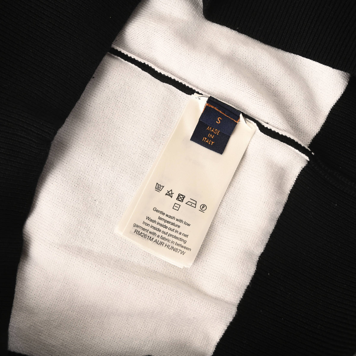 Louis Vuitton Black Gradient Monogram Cotton Crewneck Sweater, Fitted Fine-Knit Jacquard Pullover with White Fade-Out Motifs and Ribbed Trims
