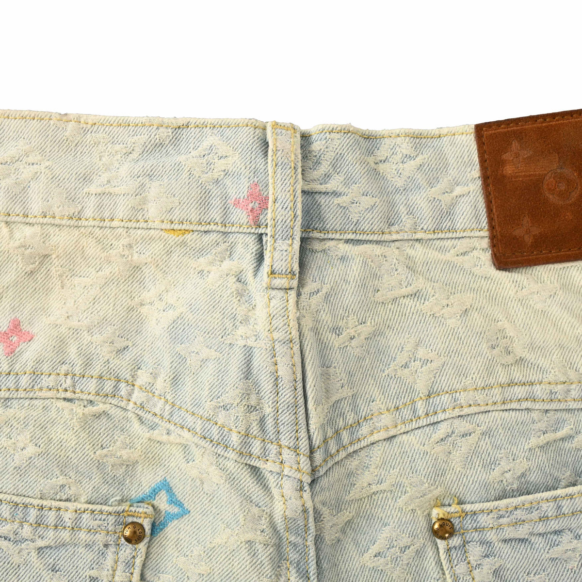 Louis Vuitton Candy Embroidered Jeans - Playful Graphic Denim Pants for Designer Casual Streetwear